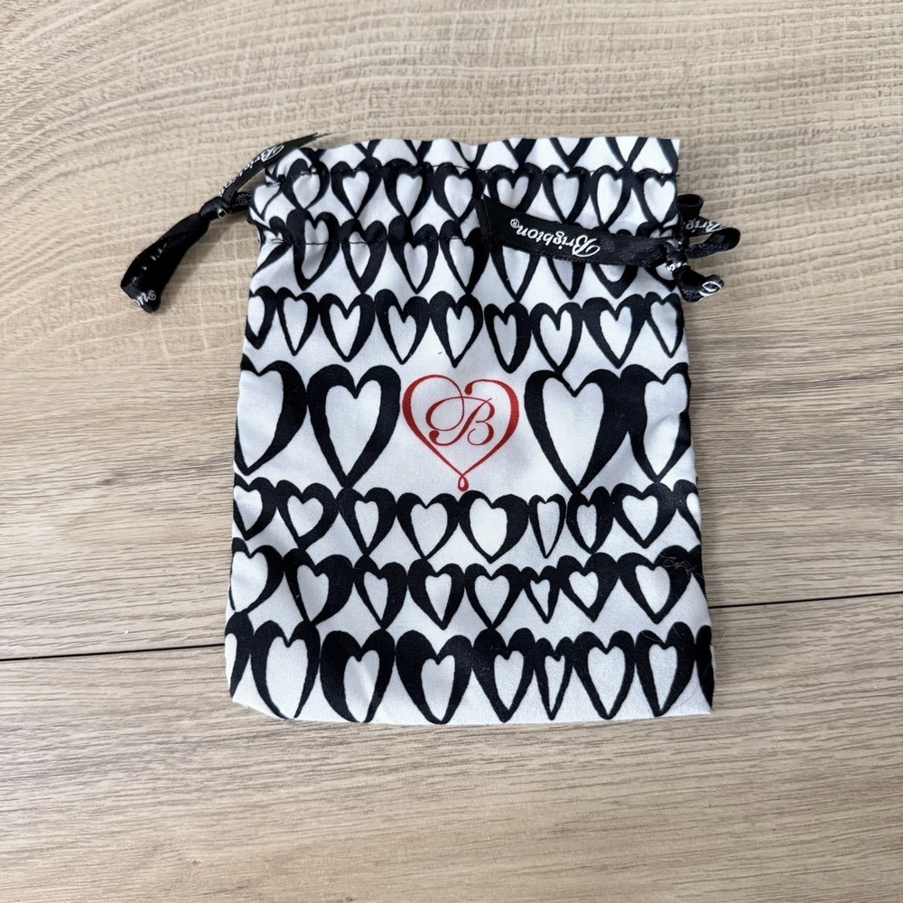 Brighton Hearts Drawstring Bag Jewelry Pouch Travel Storage Gift Black White